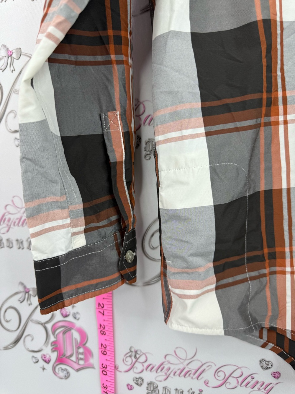 Eddie Bauer classic fit shirt top Plaid Button-Up Shirt in White, Gray & Brown - Picture 3 of 14